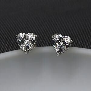 Sparkling Heart Stud Earrings 1 Cttw Moissanite 925 Sterling Silver NWT